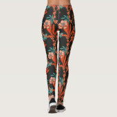 Oranje Abstract Floral Pattern Leggings (Achterkant)