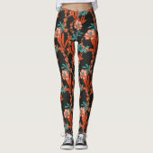 Oranje Abstract Floral Pattern Leggings (Voorkant)