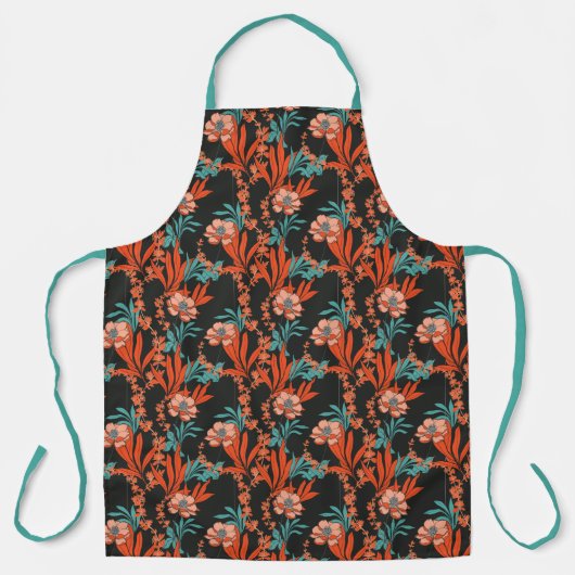 Oranje Abstract Floral Pattern Schort (Voorkant)