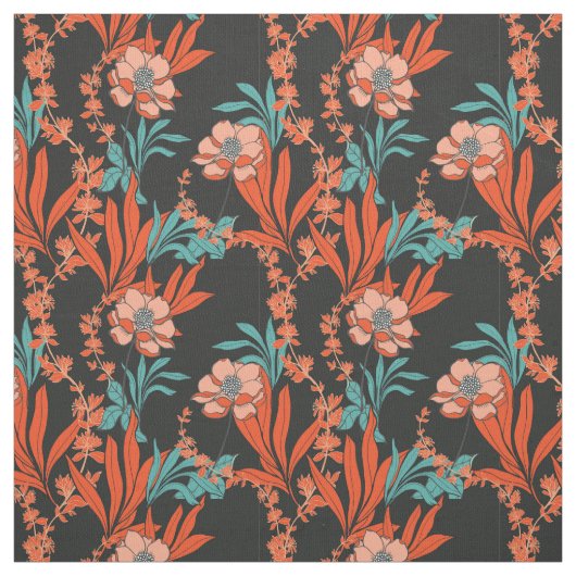 Oranje Abstract Floral Pattern Stof (Swatch)
