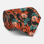 Oranje Abstract Floral Pattern Stropdas (Opgerold)