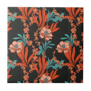 Oranje Abstract Floral Pattern Tegeltje