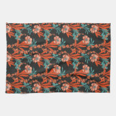 Oranje Abstract Floral Pattern Theedoek (Horizontaal)
