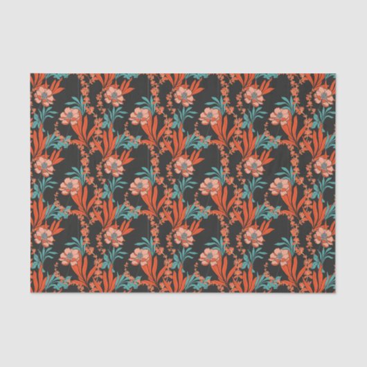 Oranje Abstract Floral Pattern Tissuepapier (Voorkant)