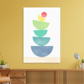 Oranje abstract midden eeuw canvas afdruk (Insitu (Woonkamer))