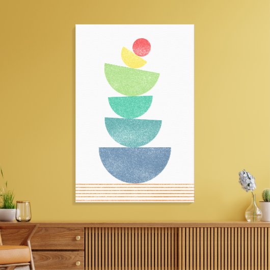 Oranje abstract midden eeuw canvas afdruk (Insitu (Woonkamer))