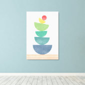 Oranje abstract midden eeuw canvas afdruk (Insitu (Houten vloer))