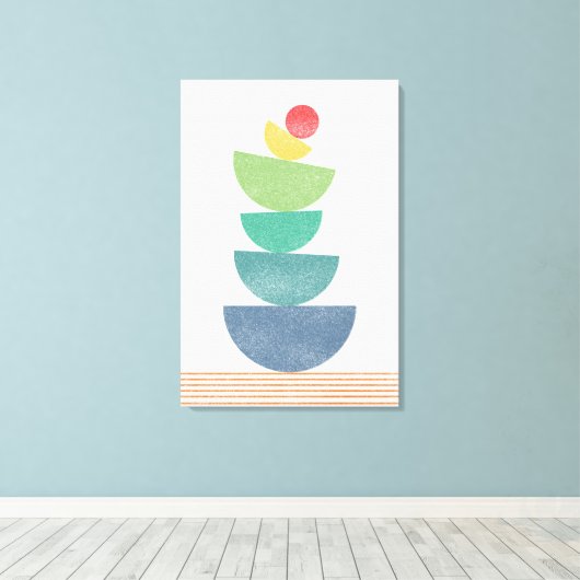 Oranje abstract midden eeuw canvas afdruk (Insitu (Houten vloer))