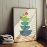 Oranje abstract midden eeuw poster<br><div class="desc">Abstract hedendaags geometrisch ontwerp van een vallend sinaasappel,  met een stijl uit het midden van de eeuw.</div>