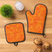 Oranje abstract patroon ovenwant & pannenlap set (Top down)