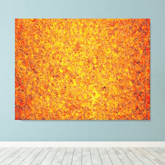Oranje abstract schilderij canvas afdruk (Insitu (Houten vloer))
