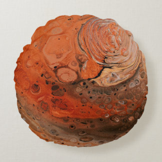 Oranje abstract schilderij rond kussen