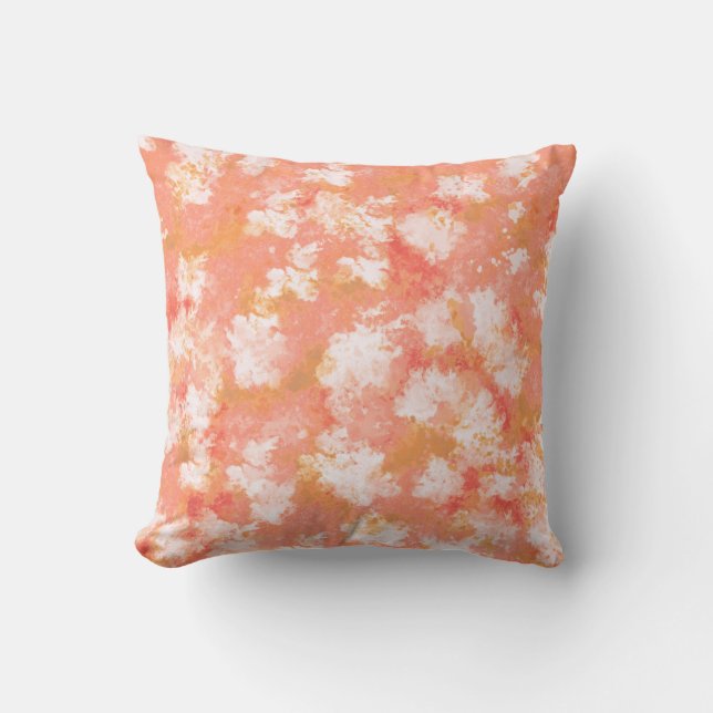 Oranje Abstract Sierkussen voor peach en foral (Voorkant)