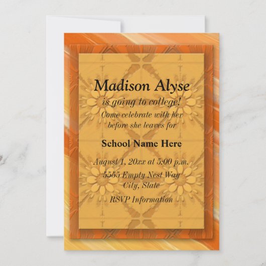 Oranje Abstract "van-aan-college" uitnodigen Kaart (Voorkant)