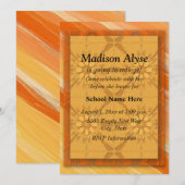 Oranje Abstract "van-aan-college" uitnodigen Kaart (Voorkant / Achterkant)
