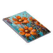 Oranje Abstracte Bloem met Verfdruipen Notitieboek (Rechterzijde)