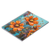 Oranje Abstracte Bloem met Verfdruipen Notitieboek (Linkerzijde)