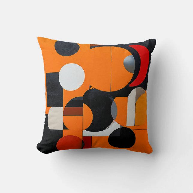 Oranje Abstracte Blokken Decor Voor Moderne Woonru Kussen (Voorkant)