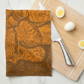 Oranje Abstracte Dahlia Flowers Theedoek (Quarter Fold)