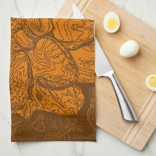 Oranje Abstracte Dahlia Flowers Theedoek (Quarter Fold)