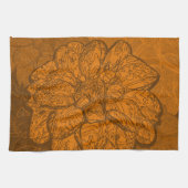Oranje Abstracte Dahlia Flowers Theedoek (Horizontaal)