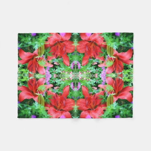 Oranje Abstracte dwergkunst Fleece Deken (Voorkant (Horizontaal))