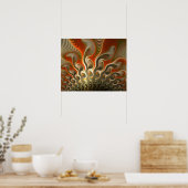 Oranje Abstracte Flammen instellen Poster (Keuken)