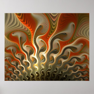 Oranje Abstracte Flammen instellen Poster