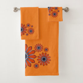 Oranje Abstracte Floral Bad Handdoek