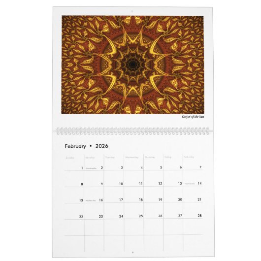 Oranje Abstracte fractals 2026 Kalender (Feb 2026)