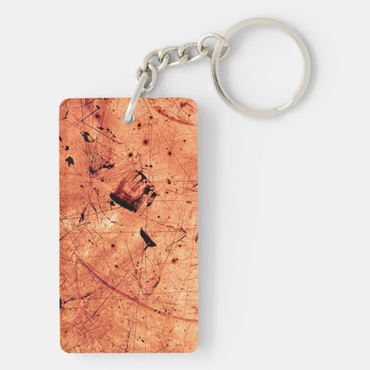 Oranje abstracte grunge hedendaagse kunst sleutelhanger (achterkant)