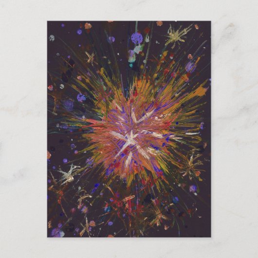 Oranje Abstracte kunstschilderingen van het zgn. " Briefkaart (Voorkant)