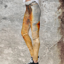 Oranje Abstracte Leggings, grijs en roestvrij Leggings