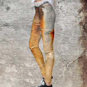 Oranje Abstracte Leggings, grijs en roestvrij Leggings
