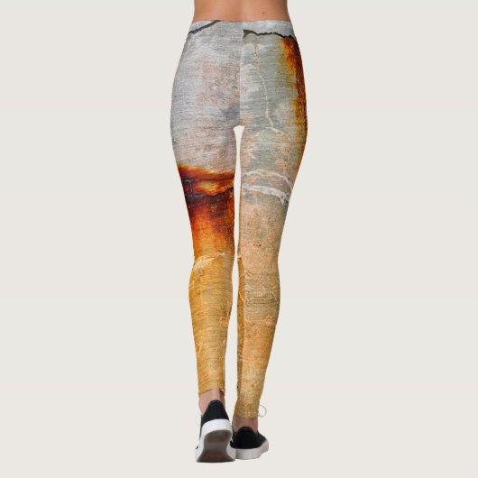 Oranje Abstracte Leggings, grijs en roestvrij Leggings (Achterkant)