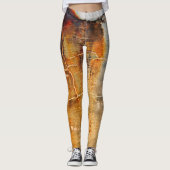 Oranje Abstracte Leggings, grijs en roestvrij Leggings (Voorkant)