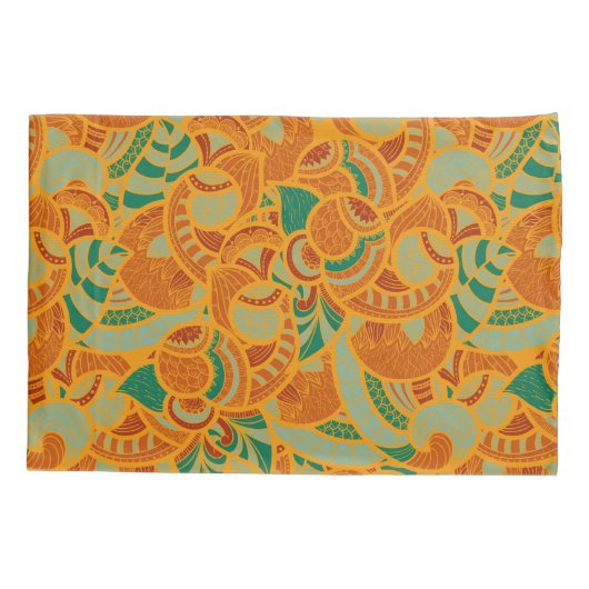 Oranje abstracte naadloze bloemen kussensloop (Achterkant-Links)