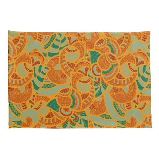 Oranje abstracte naadloze bloemen kussensloop (Achterkant-Rechts)