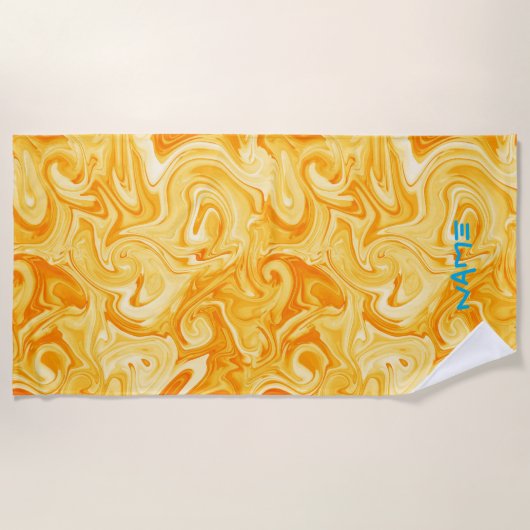 Oranje Abstracte NAAM Modern Surfer Ocean Water Strandlaken (Voorkant)