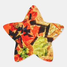 Oranje abstracte ster sticker, Happy star herfst g Ster Sticker
