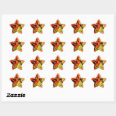 Oranje abstracte ster sticker, Happy star herfst g Sticker (Vel)