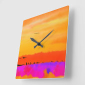 Oranje Abstracte Sunset Square Clock Vierkante Klok (Hoek)
