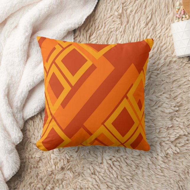 Oranje abstracte vierkantjes geometrisch kussen (Deken)
