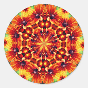 Oranje Abstracte vloerkunst Ronde Sticker