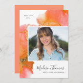 Oranje Abstracte Waterverf Fotogradatie Partij Kaart (Voorkant / Achterkant)