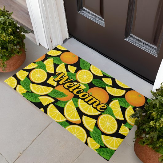 Oranje achtergrond deurmat