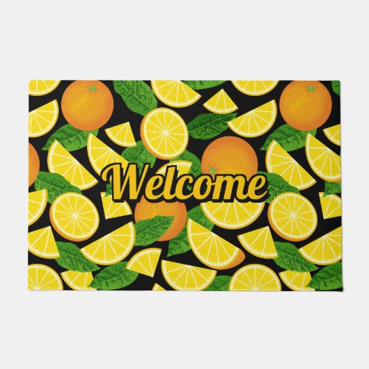 Oranje achtergrond deurmat (Voorkant)