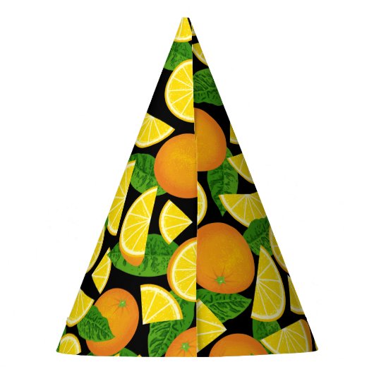 Oranje achtergrond feesthoedjes (Achterkant)