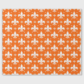 Oranje achtergrond Fleur-de-lis Patroonontwerp Cadeaupapier (Vlak)