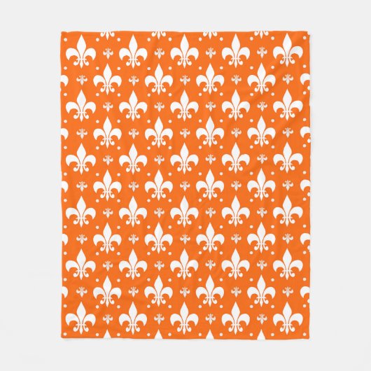 Oranje achtergrond Fleur-de-lis Patroonontwerp Fleece Deken (Voorkant)